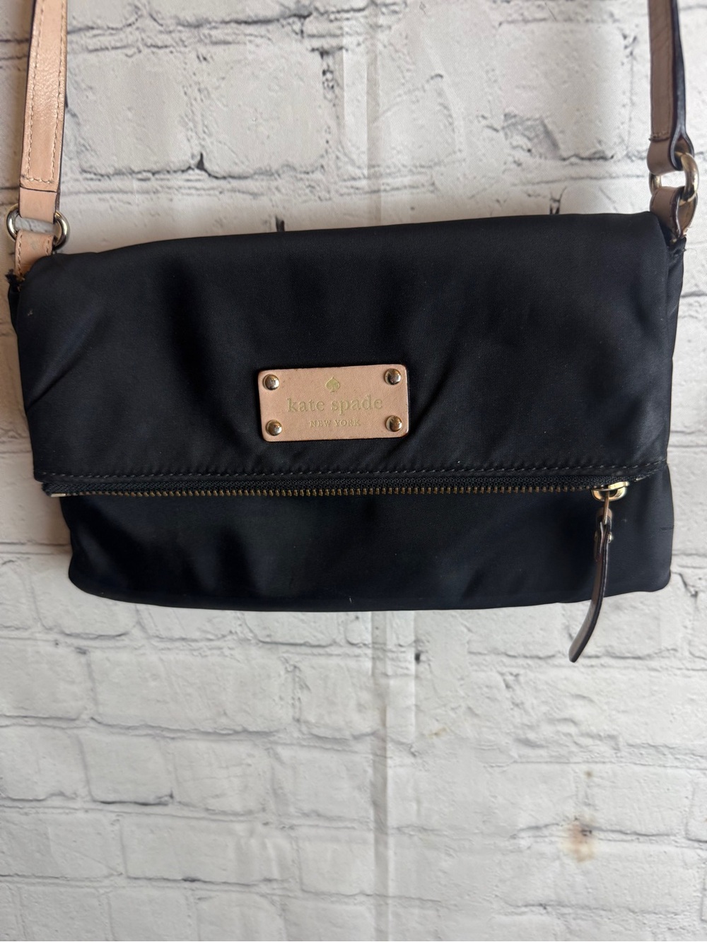 Kate Spade Black Foldover Crossbody Bag Nylon & Leather 9x6 - Picture 3 of 11